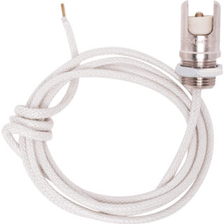 Suporte R7s branco com porca para haste SQ53/SQ54, fio silicone com malha vidrada 100cm, em metal