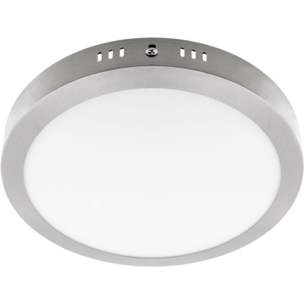 Plafond ESCUDO redondo 1x24W LED 1560lm 6400K 120° Alt.3,2xD.30cm Níquel