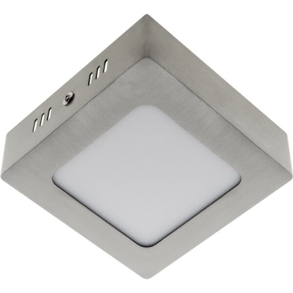 Plafond PESETA quadrado 1x6W LED 336lm 6000K 120° C.12xL.12xAlt.3,5cm níquel