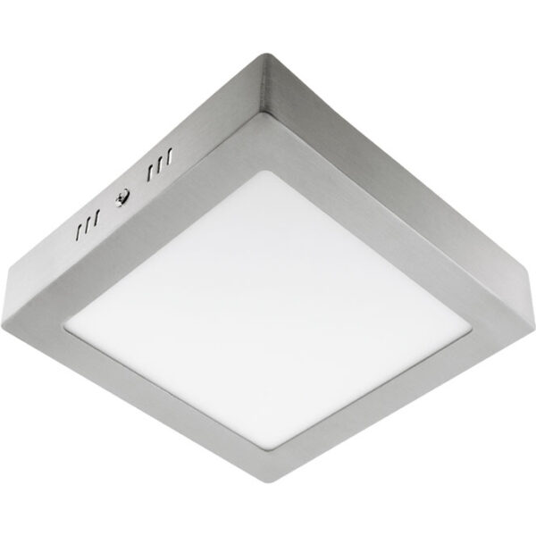 Plafond PESETA quadrado 1x12W LED 672lm 4000K 120° C.17xL.17xAlt.3,5cm níquel