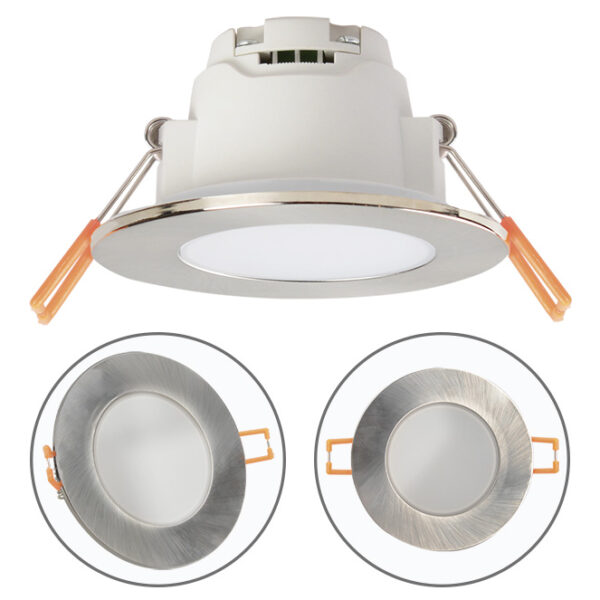 Foco de encastrar XELIM redondo IP65 1x5W LED 350lm 3000K 120° Alt.0,25xD.9cm níquel