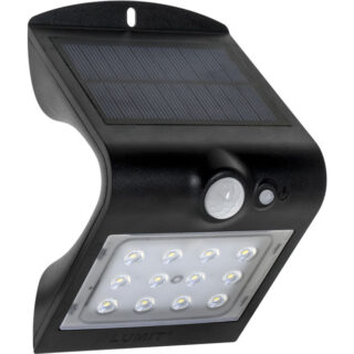 Aplique solar SOLARIS IP65 1,5W 220lm LED 6000K+LED traseiro 4000K C.9,65xL.7,94xAlt.14,49cm Preto