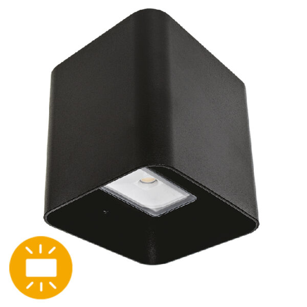 Aplique SOURE IP54 2x4W LED 650lm 6500K 95°C.11xL.9,5xAlt.11cm alumínio preto