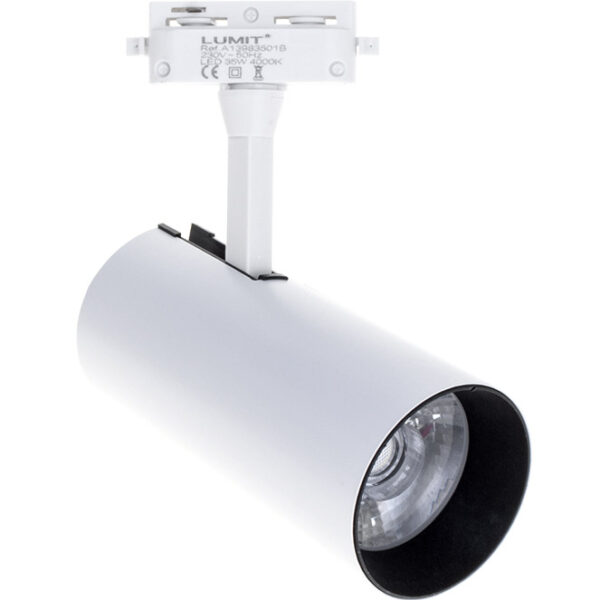 Foco para calha ADONIS (2 condutores) 1x35W LED 2200lm 4000K 24° C.8xL.8xAlt.24cm Alumínio Branco