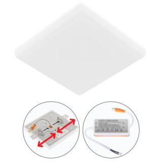 Foco de encastrar RUPIA quadrado 1x18W LED 1620lm 4000K 120° C.12xL.12xAlt.1,5cm branco