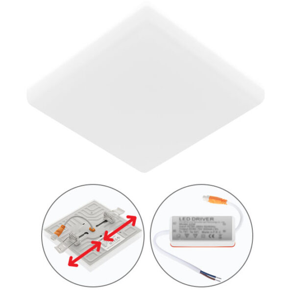 Foco de encastrar RUPIA quadrado 1x18W LED 1620lm 4000K 120° C.12xL.12xAlt.1,5cm branco
