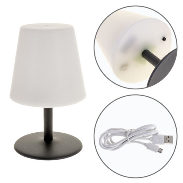 Candeeiro de mesa BIA IP44 1x1W LED 90lm 3000K Alt.26,5xD.16,5cm antracite