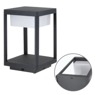 Pilar COUSTEAU IP44 1x9W LED 900lm 4000K C.18xL.18xAlt.28cm Cinzento
