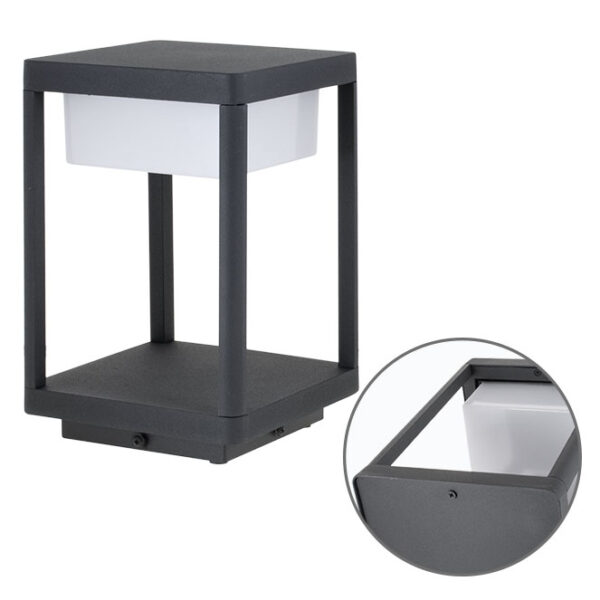 Pilar COUSTEAU IP44 1x9W LED 900lm 4000K C.18xL.18xAlt.28cm Cinzento
