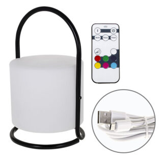 Candeeiro de mesa KENSI 7 cores, cabo USB e comando IP44 1x0,5W LED 80lm Alt.28xD.17cm branco/preto