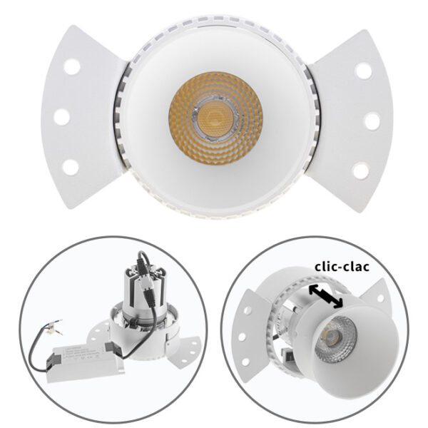 Foco de encastrar HEKA redondo p/gesso cartonado 1x10W LED 4000K C.14,5xL.8xAlt.9,5cm branco