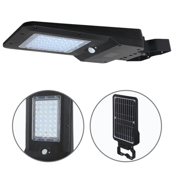 Aplique solar DALTON c/sensor e painel solar IP65 15W LED 1600lm 6000K 90° C.23,19xL.49,25xAlt.5,8cm