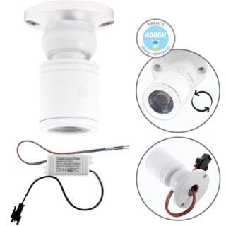 Foco orientável MELVIN redondo 1W LED 70lm 4000K Alt.4xD.3cm branco