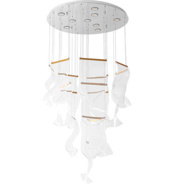 Candeeiro de tecto CLAIRE 96+96W LED Alt.Reg.xD.80cm dourado/cromado