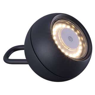 Candeeiro de mesa KIKA IP54 1x2W LED 180lm 3000K Alt.15xD.10,2cm preto, com carregador e cabo USB