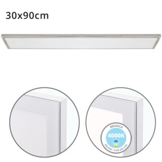 Painel de superfície VOLTAIRE 30x90 72W LED 5760lm 4000K 120° C.90xL.30xAlt.2,3cm Níquel