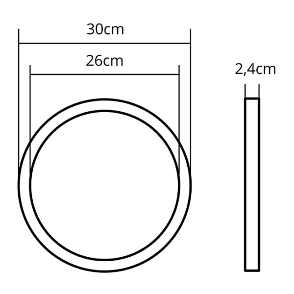Painel de superficie ERASMUS redondo 24W LED 1920lm 3000K Alt.2,4xD.30cm Branco - Image 4