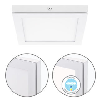 Painel de superfície TOLSTOI 17x17 12W LED 720lm 4000K 120° C.17xL.17xAlt.2,3cm Branco