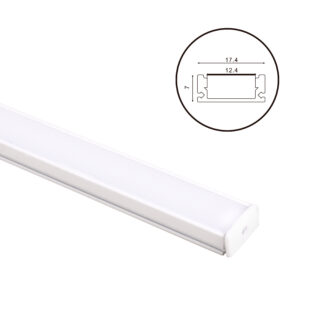 Calha sem abas para fita LED branco com difusor opalino L.17,4x Alt.7mm