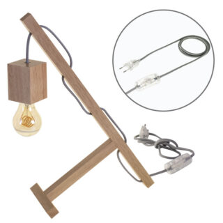 Candeeiro de mesa BASIC 1xE27 C.12xL.27xAlt.39cm madeira cinzento/madeira natural