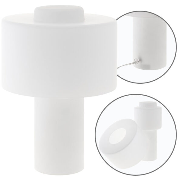 Candeeiro de mesa HERNER 1xE14 Alt.35xD.18cm Vidro Branco/Transparente