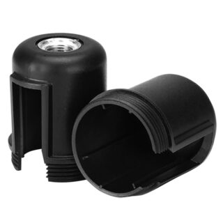 Capa preta p/suporte E27 3-pc porca met. M10, paraf. anti-rot., c/Terra p/interrup., resina termopl.