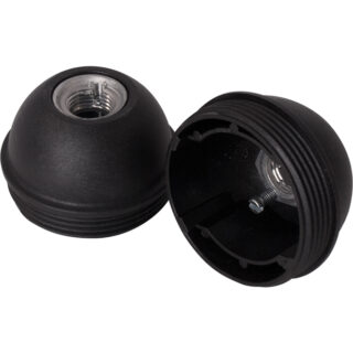 Capa preta para suporte E27 de 3-peças com porca metálica M10 e paraf. anti-rotação, resina termopl