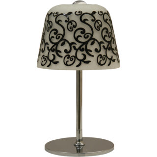 Candeeiro de mesa LURDES 1xE27 Alt.33xD.19cm Branco/Preto/Cromado