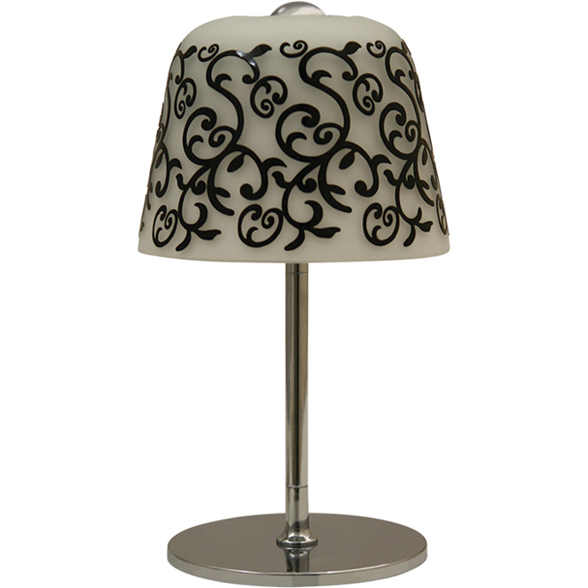 Candeeiro de mesa LURDES 1xE27 Alt.33xD.19cm branco/preto/cromado