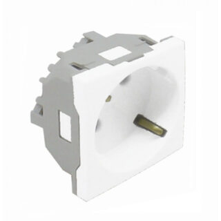 Tomada schuko QUADRA45 (2 módulos) 16A 250Vac, Alvéolos a 45º, alumina
