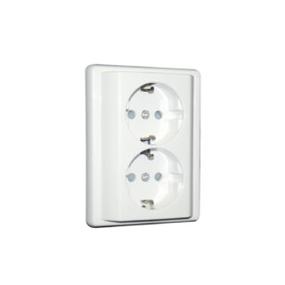 Tomada dupla schuko monobloco APOLO5000 com obturador 16A 250Vac marfim