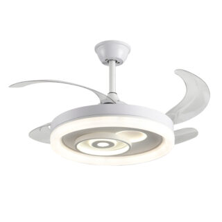 Ventoinha de tecto CALISTO branca, 4 palas retráteis, 72W LED 3000|4000|6000K, Alt.35xD.108/50cm