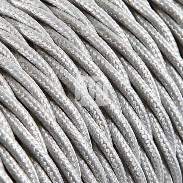 Cabo elétrico torcido revestido a tecido H05V2-K FRRTX 3x0,75mm2 D.6.4mm, em prata
