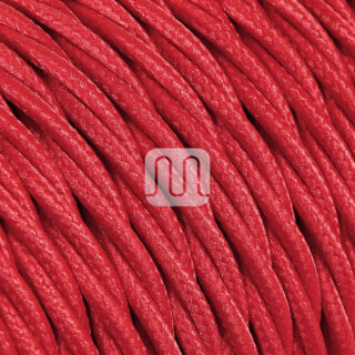 Cabo elétrico torcido revestido a tecido H05V2-K FRRTX 2x0,75mm2 D.5.8mm, em vermelho TR7