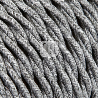 Cabo elétrico torcido revestido a tecido H05V2-K FRRTX 2x0,75mm2 D.6.3mm, em cinzento TR402