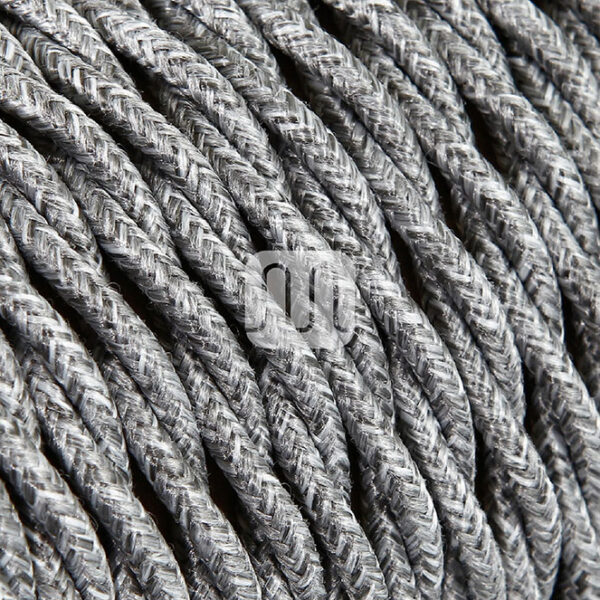 Cabo elétrico torcido revestido a tecido H05V2-K FRRTX 2x0,75mm2 D.6.3mm, em cinzento TR402