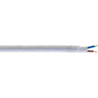 Cabo elétrico redondo revestido a tecidoH03VV-F 2x0,75mm², em branco (Bobina 100m)