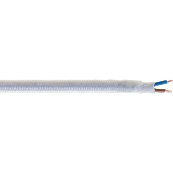 Cabo elétrico redondo revestido a tecidoH03VV-F 2x0,75mm², em branco (Bobina 100m)