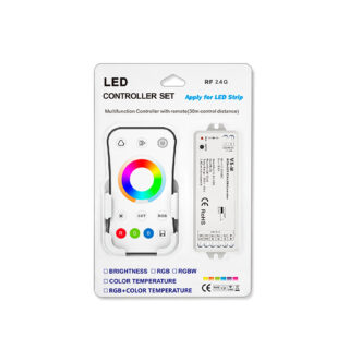 Kit comando e controlador de fita LED RGB+CCT 12/24Vdc, 5 canais 3A/canal