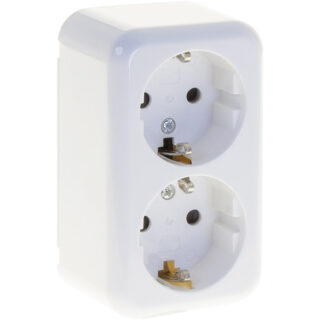 Tomada dupla schuko monobloco ANCIENT branco