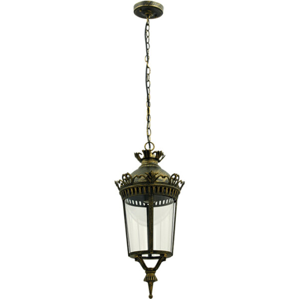 Suspensão EVEREST IP44 1xE27 Alt.Reg.xD.24cm Preto/Dourado