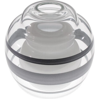 Tulipas ULISES de vidro transparente, exterior aberta com riscas prata e interior lisa D.12xAlt.12cm