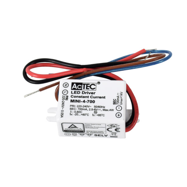 Transformador de corrente constante AC/DC 700mA (Driver) 4W IP20, em plástico