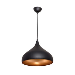 Suspensão BONN 1xE27 Alt.Reg.xD.30cm Preto/Dourado