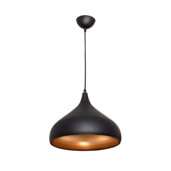 Suspensão BONN 1xE27 Alt.Reg.xD.30cm Preto/Dourado