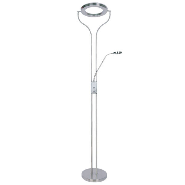 Candeeiro de pé SMEAGOL com braço de leitura 30+5W LED 4000K 1200lm Alt.181xD.28cm níquel