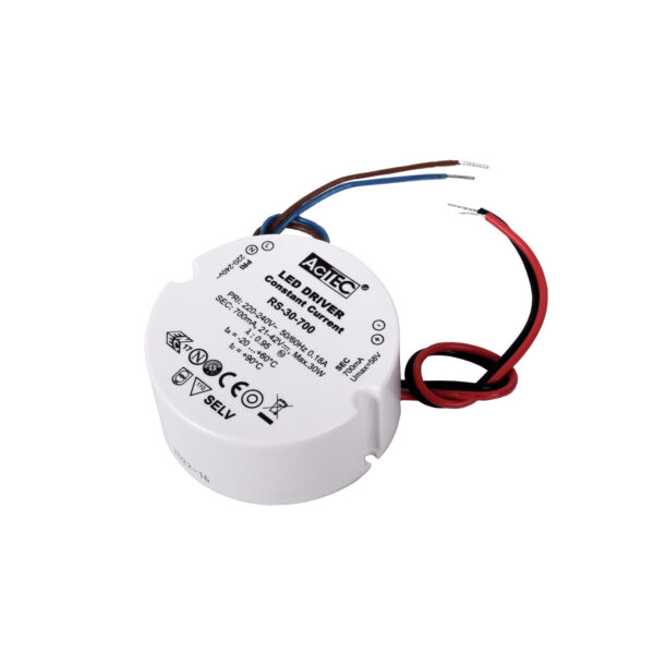 Transformador de corrente constante AC/DC 700mA (Driver) 30W IP20, em plástico