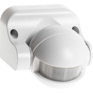 Sensor de movimento IR branco IP44, ângulo de detecção 180°, em PC com protecção UV