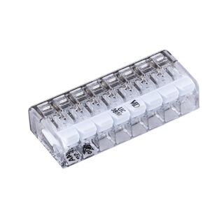 Ligador com patilha 8 polos 0,2-2,5mm2 450V 24A em policarbonato transparente (cx 25pcs)