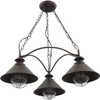 Candeeiro de tecto BOLZANO 3xE27 Alt.Reg.xD.69cm castanho